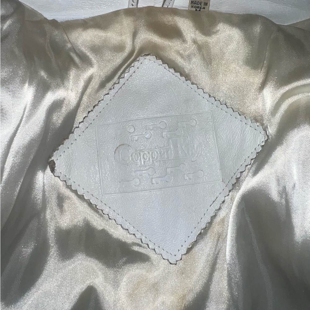 1990 Copper Key Leather White Rhinestone Jacket - Picture 4 of 6